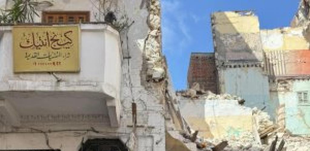 صورة الرئيس الراحل جمال عبد الناصر تظهر بين أنقاض عقار منهار في قلب الإسكندرية التاريخية