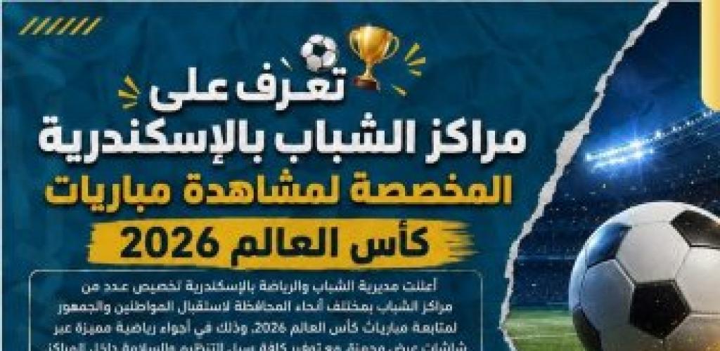 مديرية الشباب والرياضة بالإسكندرية تفتح مراكز الشباب لمشاهدة مباريات كأس العالم 2026