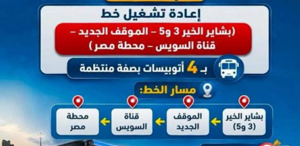 استجابةً للمواطنين.. إعادة تشغيل خط أتوبيس "بشاير الخير - محطة مصر" بالإسكندرية بـ 4 حافلات جديدة