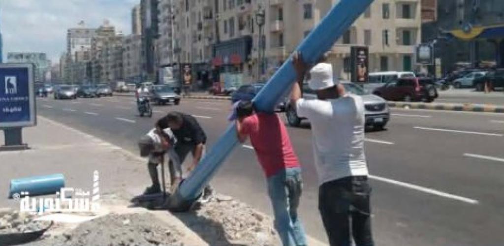 حي وسط الإسكندرية يكثف جهود تطوير ورفع كفاءة منظومة الإنارة العامة