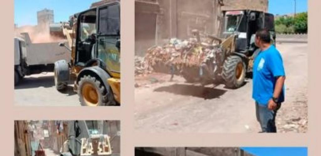 إستجابه فوريه المهندسة زينب السيد رئيس حي غرب تتابع اعمال رفع ١٥ طن رديم من شوارع ابن السيار