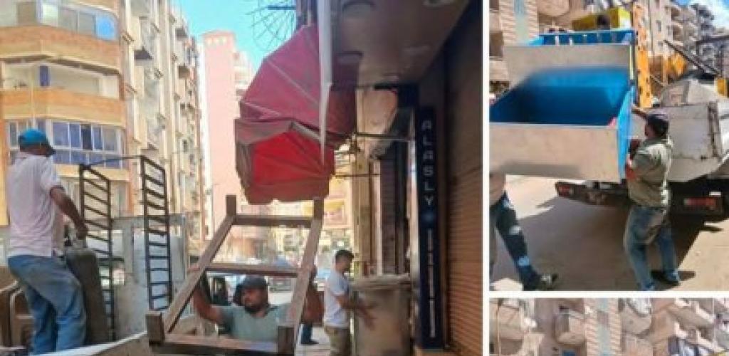 حملة صباحية ترفع ١١٧ حالة إشغال بنطاق حي العجمي