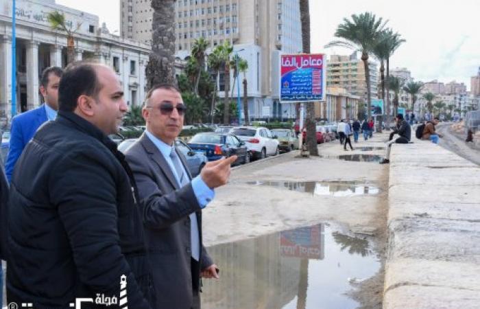 محافظ الإسكندرية يأمر برفع وتوزيع البلوكات الخرسانية الحاجبة لرؤية الكورنيش أمام مجمع المحاكم بالمنشية