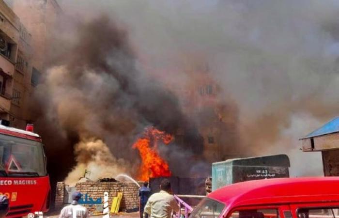 عاجل حريق بشارع الحجازي