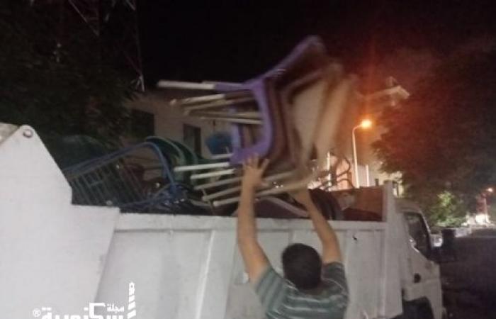 حي وسط...رفع ١٠٠ حالة اشغال و ٦٠ حاجز  و٢ مكبر صوت خلال حملتين