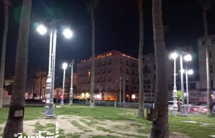 رفع كفاءة أعمدة الإضاءة الزخرفية بمحيط مكتبة الإسكندرية ومحطة الرمل