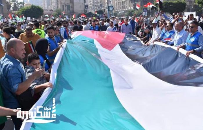 مستقبل وطن بالاسكندرية يشارك في تظاهرة حاشدة بسيدي جابر لمساندة الشعب الفلسطيني ودعم القيادة السياسية