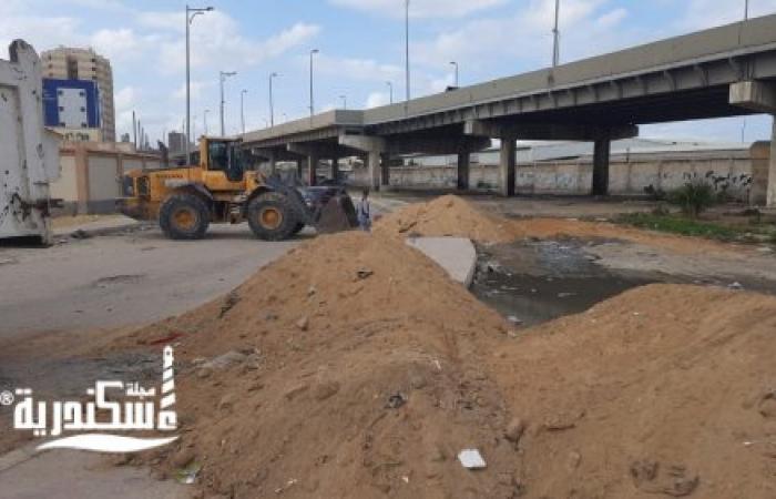 حي غرب....تنفيذ اعمال تجريف شارع الصرف الصحي اتجاة الدولي واسفل كوبري ٢٧ ببشاير الخير ٣ ، ٥ بالقباري