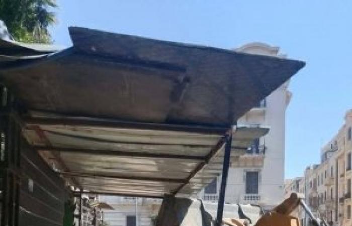 بقيادة رئيس الحي.. إزالة التعديات على الأرصفة بمدخل المستشفى الأميري الجامعي بالإسكندرية