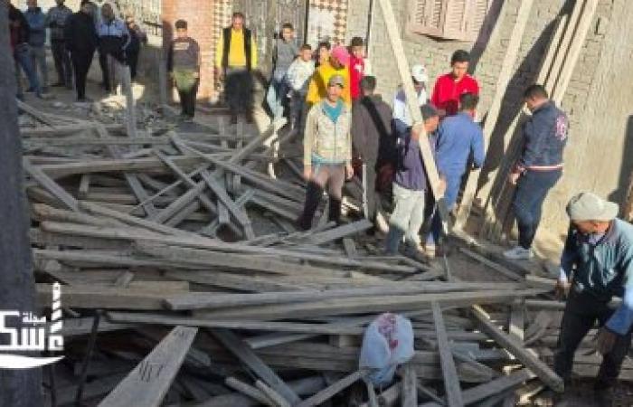 حي وسط..فك شدة خشبية وإزالة حوائط مخالفه بشارع مسجد التنعيم بقرية أبيس العاشرة