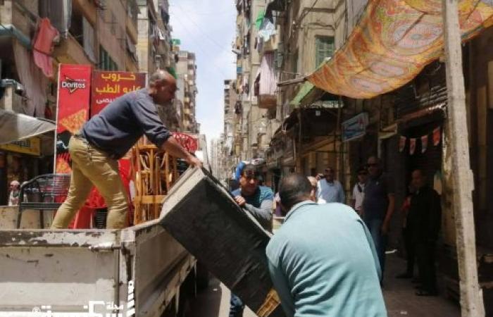 حملة صباحية لإعادة الانضباط بمحرم بك بمشاركة وحدة مرافق وسط تسفر عن رفع 145 حالة إشغال منهم 45 حالة هالك