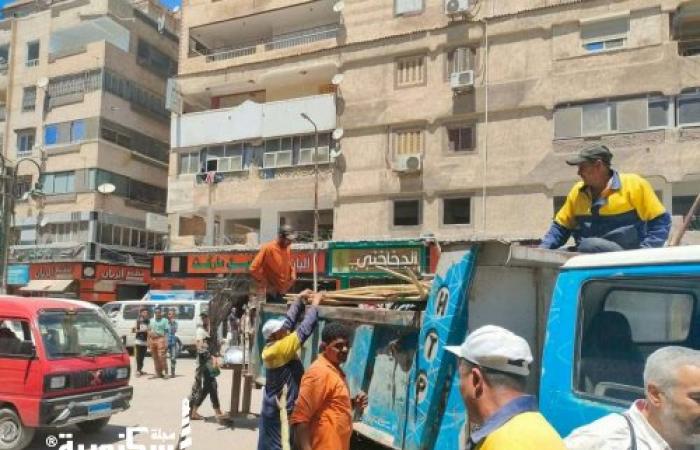 حى العجمى ينفذ حملة لإزالة الإشغالات والتعديات علي حرم الطريق العام بالكيلو ٢١ واكتوبر وكوبري المكس