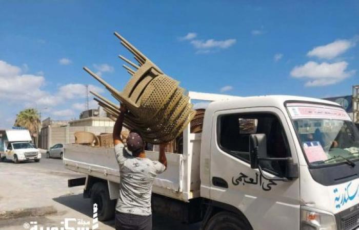 حي العجمي يواصل حملاته الصباحية والمسائية لإزالة الإشغالات والتعديات على حرم الطريق العام وتسفر عن التحفظ على ٥٥٩ حالة إشغال