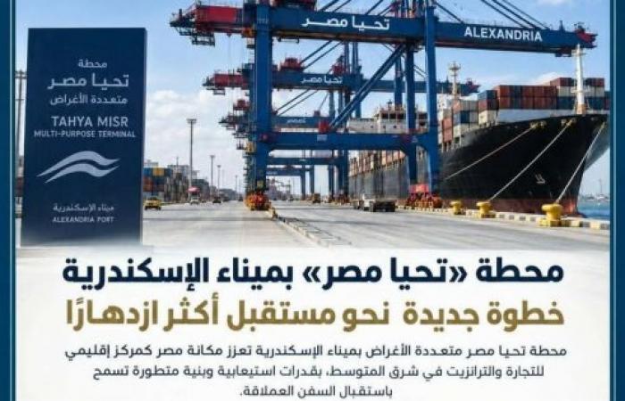 بـ 1.5 مليون حاوية سنويًا.. محطة "تحيا مصر" تعزز ريادة ميناء الإسكندرية بشرق المتوسط
