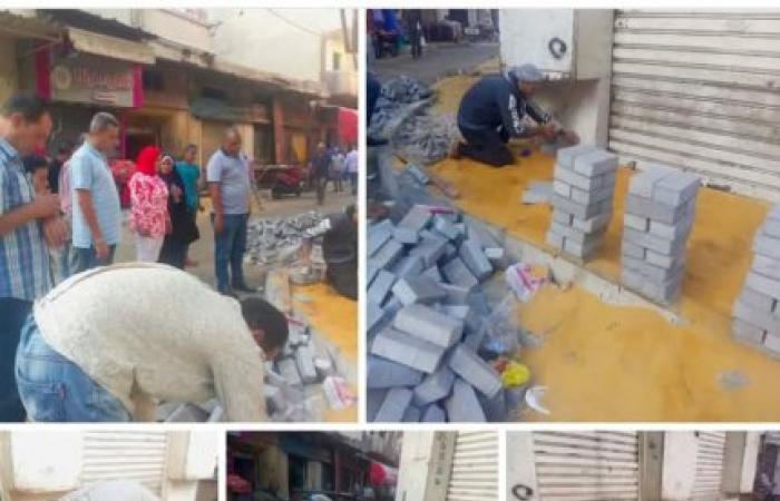 رئيس حي شرق تتفقد أعمال التطوير بسوق باكوس واستكمال تركيب الإنترلوك لتيسير حركة المواطنيين