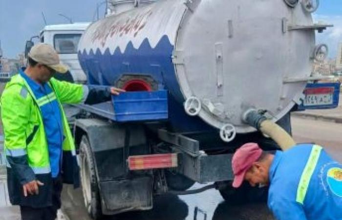 رفع درجة الاستعداد بحي شرق ومتابعة ميدانية لتمركز سيارات شفط مياه الأمطار